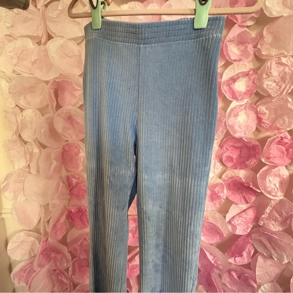 Aerie Corduroy Velour Flare Legging Pants medium Extra Long Light Blue M - Picture 5 of 8